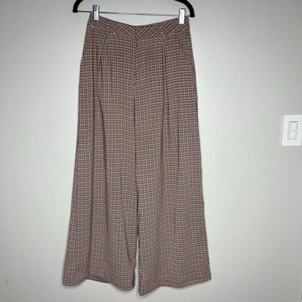 TronJori High-Waisted Pleated‎ Wide Leg Houndstooth XS Academia Old Money